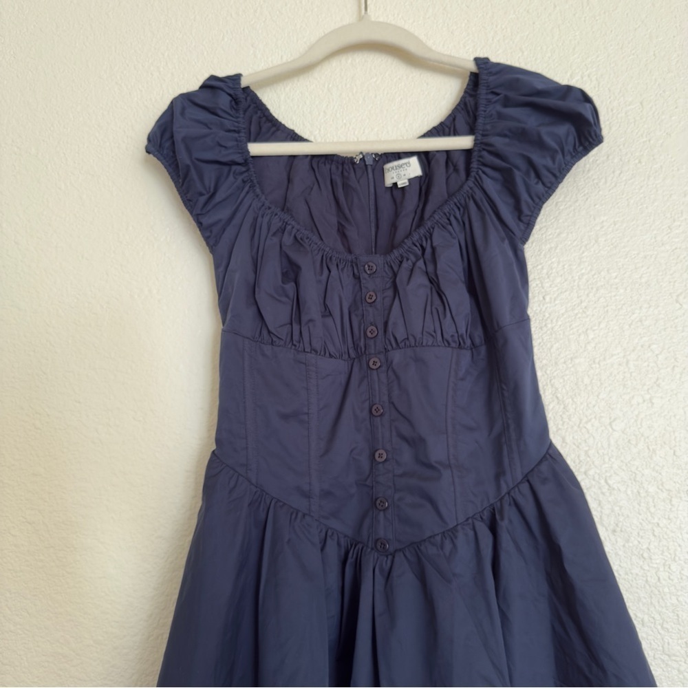 NWOT house of cb French Navy Gathered Mini Dress - Picture 7 of 11